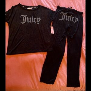 Juicy Couture black terry cloth track suit set